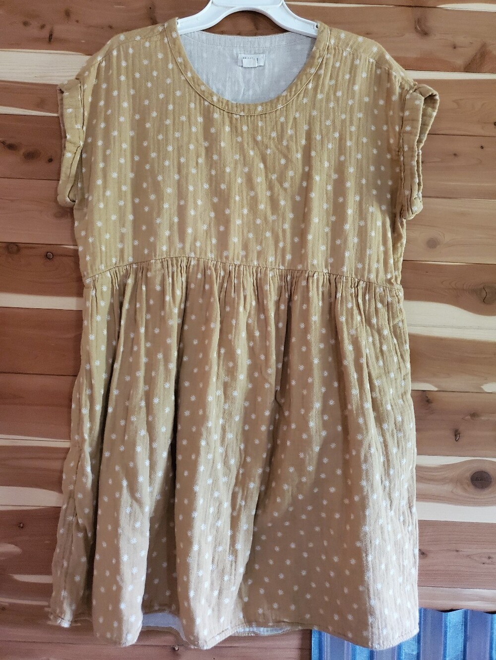 Women's Mustard Midi Dress with Gathered Waist